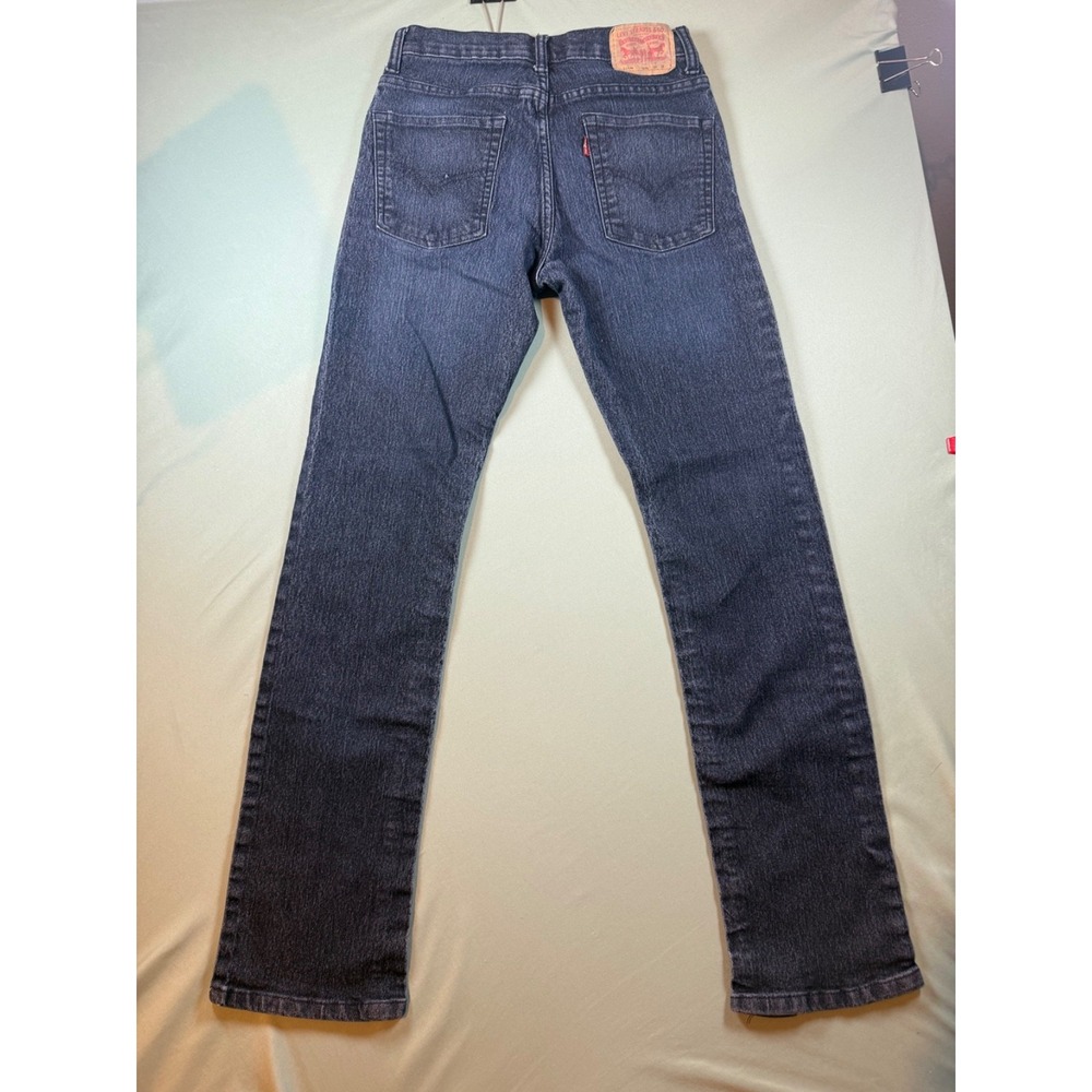 Levis Jeans Mens 28 x 28 Blue Dark Wash Boot Cut Slim Fit 16 Regular - Picture 4 of 5